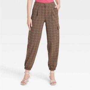 Women's High-Rise Ankle Jogger Pants - A
New Day Brown Plaid